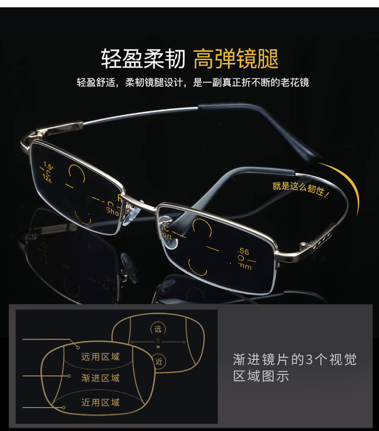 Smart Zoom Presbyopic Glasses Anti-Blue Light Multi-Focus Dual-Use Presbyopic Glasses Metal Reading Elderly Far-Sighted Glasses Smart Zoom Presbyopic Glasses Anti-Blue Light Multi-Focus Dual-Use Presbyopic Glasses Metal Reading Elderly Far-Sighted Glasses