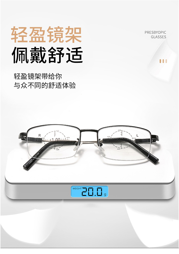 Smart Zoom Presbyopic Glasses Anti-Blue Light Multi-Focus Dual-Use Presbyopic Glasses Metal Reading Elderly Far-Sighted Glasses