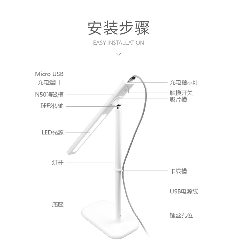 LS8926 creative magnetic absorption desk lamp three - stage dimmer USB rechargeable desk lamp cross - border new multi - functional wire controlled desk lamp LS8926 creative magnetic absorption desk lamp three - stage dimmer USB rechargeable desk lamp cross - border new multi - functional wire controlled desk lamp