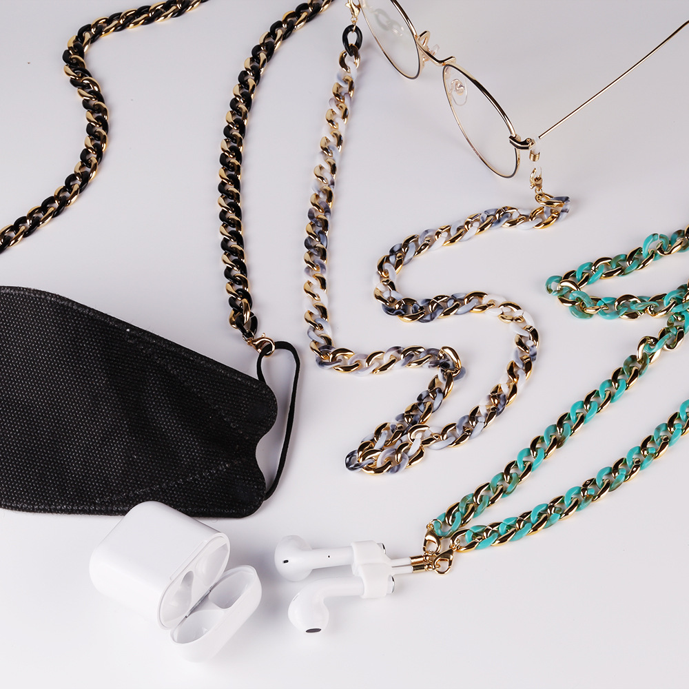 Europe and America Cross Border New Handmade Stitching Acrylic Earphone Mask Chain Fashion Necklace Multi-Purpose Accessories Eyeglasses Chain Europe and America Cross Border New Handmade Stitching Acrylic Earphone Mask Chain Fashion Necklace Multi-Purpose Accessories Eyeglasses Chain