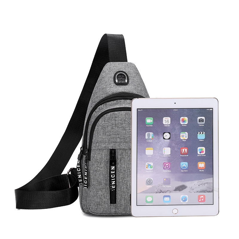 Cross-Border Small Chest Bag Fashion Oxford Cloth Crossbody Shoulder Bag USB Earphone Hole Large Capacity Men's Chest Bag