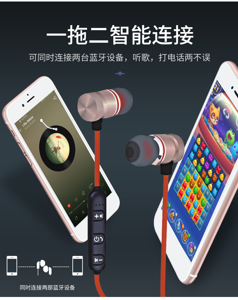 Wireless Binaural Stereo Sports Bluetooth Headset Ear Hanging Running Ultra-Long Standby Magnetic Head and Neck Hanging Neck in-Ear Wireless Binaural Stereo Sports Bluetooth Headset Ear Hanging Running Ultra-Long Standby Magnetic Head and Neck Hanging Neck in-Ear