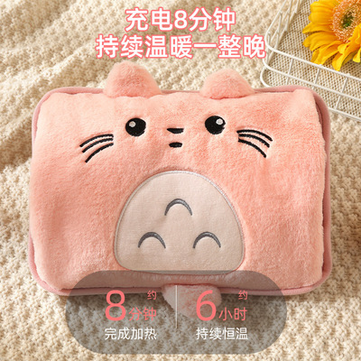New Super Soft Imitation Rabbit Fur Charging Hot Water Bag Since Water Injection Hand Warmer Heating Pad Cute Cartoon Explosion-Proof Electric Warming