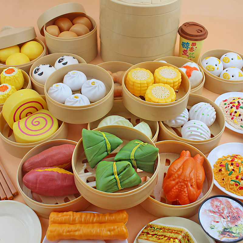 Steamer Steamed Stuffed Bun Induction Cooker Set Wholesale Simulation Food Children&#039;s Girls Playing House Kitchen Toys One Piece Dropshipping