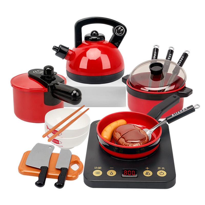The Children &#039;s large kitchen toys girls boys induction cooker cooking stir - fry set imitation kitchen utensils toys