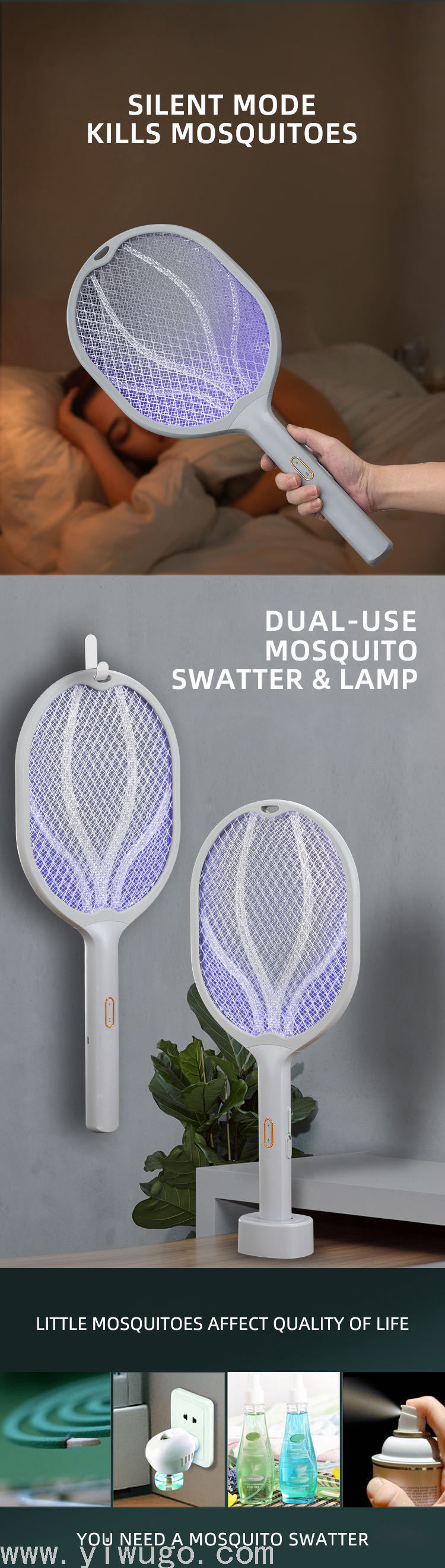 2021 Summer New Home Mosquito Killing Lamp USB Charging Photocatalyst Two-in-One Electric Shock Electric Mosquito Swatter Factory Wholesale