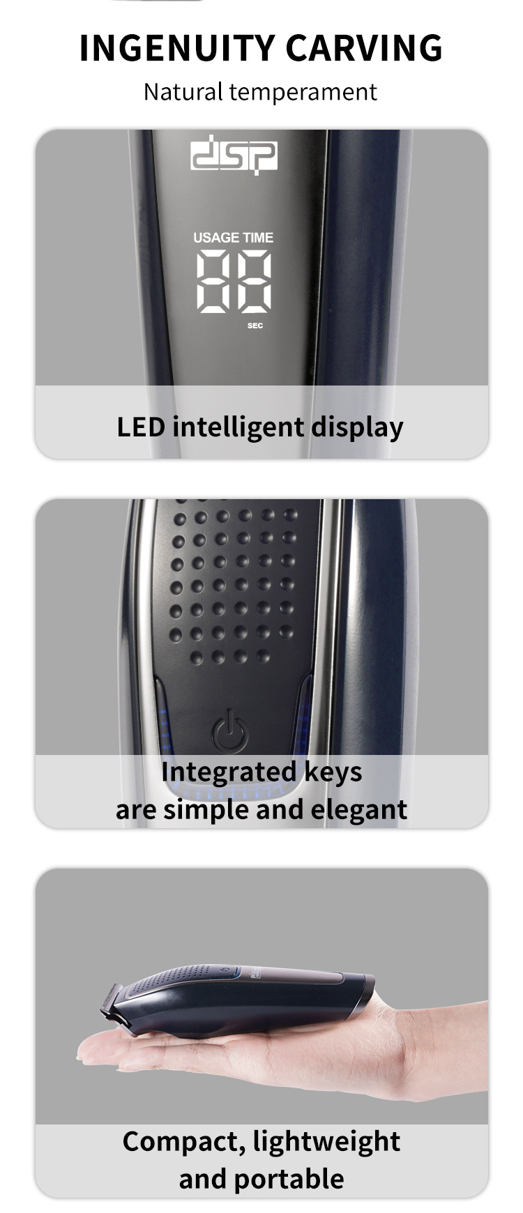 DSP/DSP Cross-Border Household Electric Hair Clipper Long Endurance Stainless Steel Cutter Head Hair Salon Professional Electric Clipper without Stuck Hair DSP/DSP Cross-Border Household Electric Hair Clipper Long Endurance Stainless Steel Cutter Head Hair Salon Professional Electric Clipper without Stuck Hair