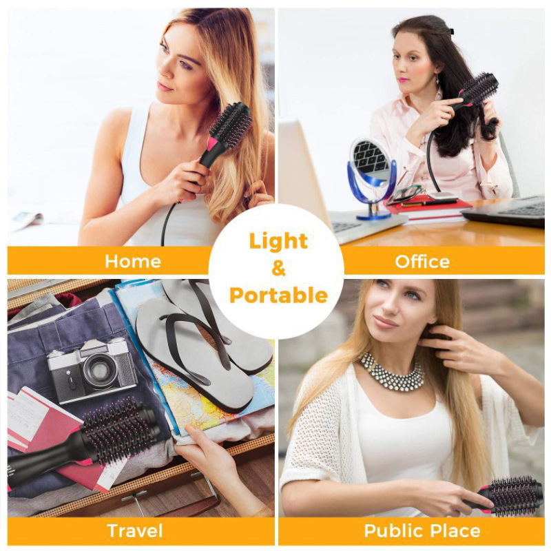 Multifunctional Warm-Air Comb Factory Direct Sales Amazon Cross-Border Negative Ion Straight Hair Hair Curler Electric Hair Drier Comb Hair Dryer
