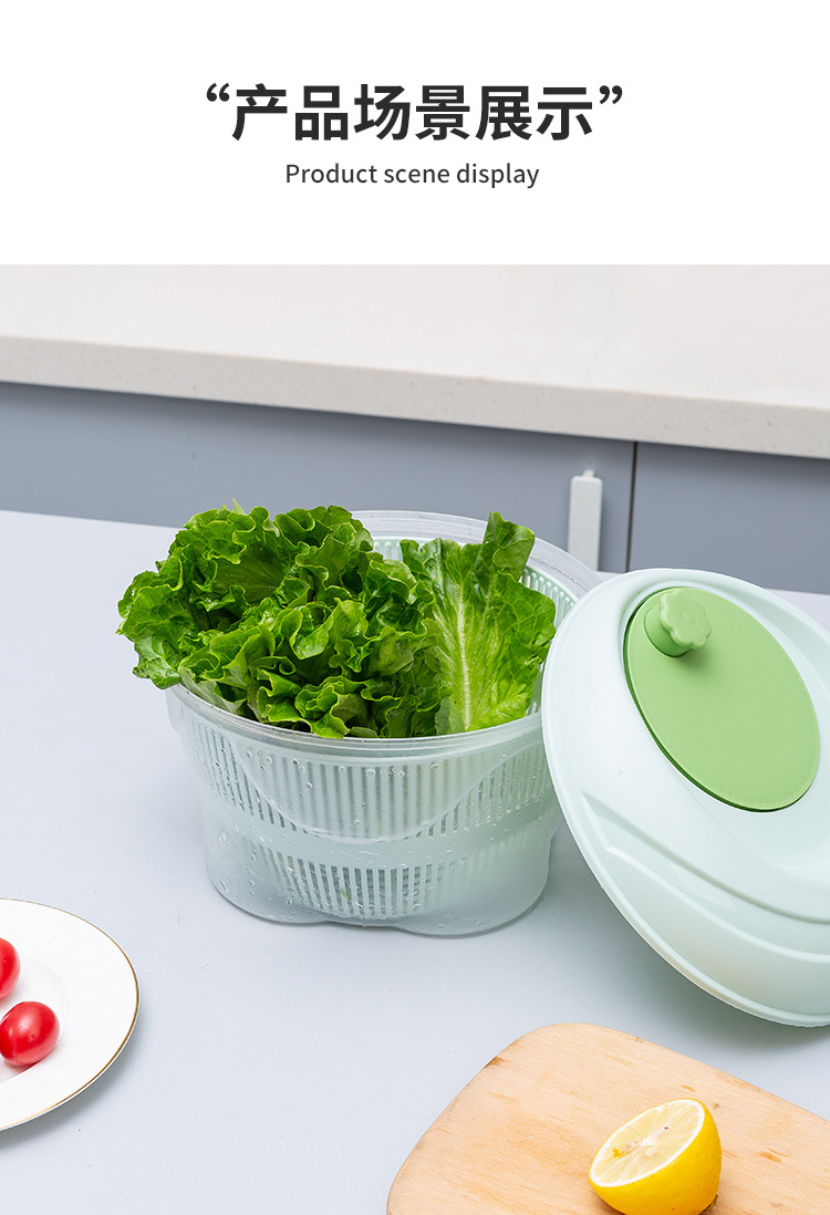 Household Vegetables Dehydrater Fruit Drain Basket Laundry-Drier Hand-Cranked Kitchen Innovative Manual Salad Vegetable Washing and Throwing Basin