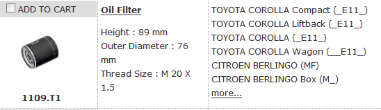 Oil Filter 1109.T1