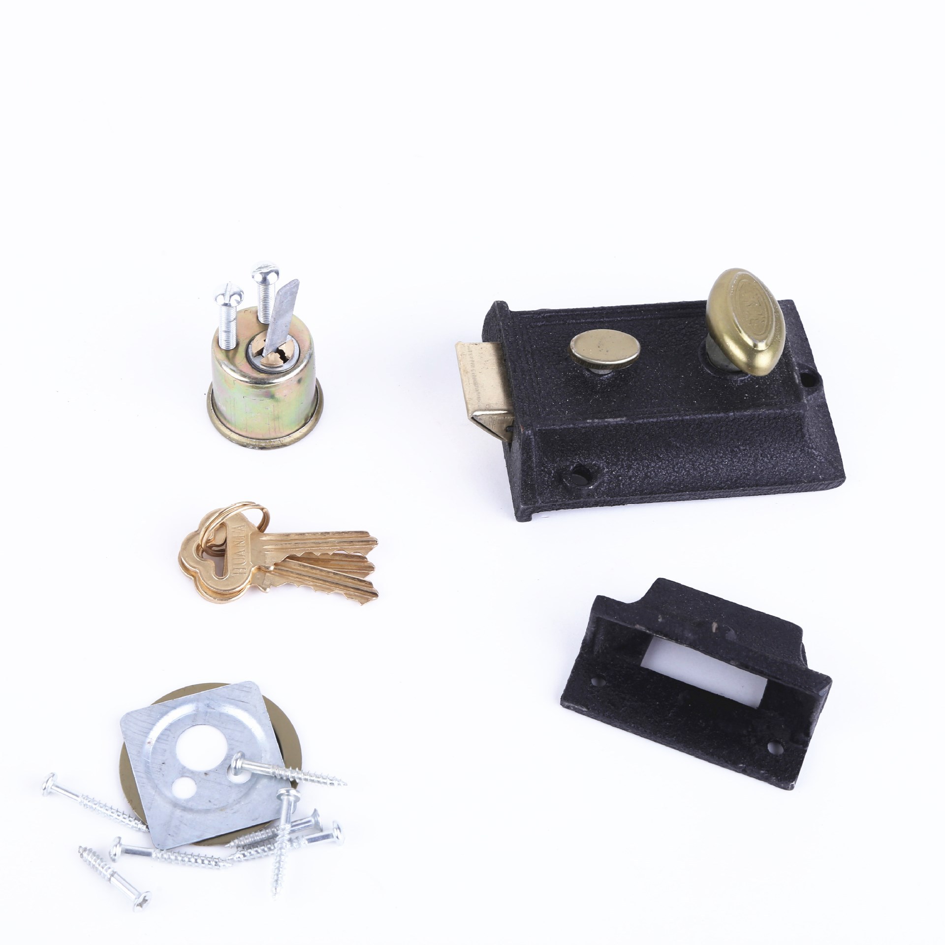 Double Insurance Hoodle Door Lock Old-Fashioned Timber Door Lock Exterior Door Lock Two Insurance Cylinder Lock Non-Bull Head Lock Card