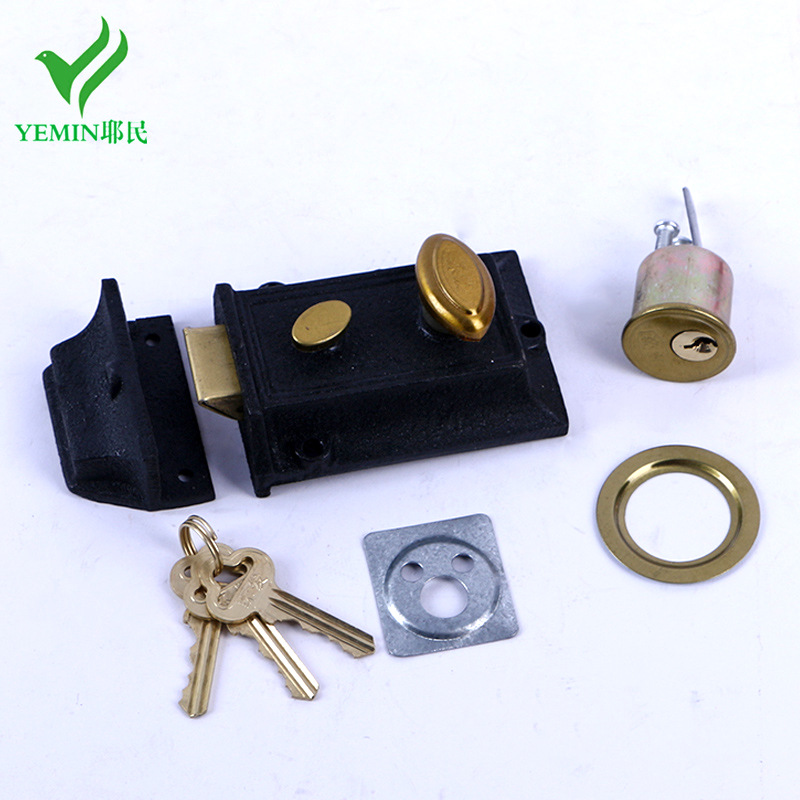 Double Insurance Hoodle Door Lock Old-Fashioned Timber Door Lock Exterior Door Lock Two Insurance Cylinder Lock Non-Bull Head Lock Card