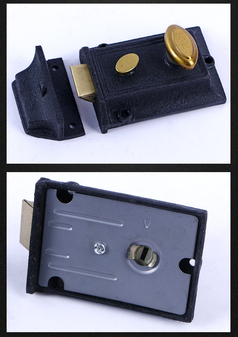 Double Insurance Hoodle Door Lock Old-Fashioned Timber Door Lock Exterior Door Lock Two Insurance Cylinder Lock Non-Bull Head Lock Card