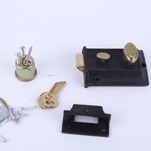 Double Insurance Hoodle Door Lock Old-Fashioned Timber Door Lock Exterior Door Lock Two Insurance Cylinder Lock Non-Bull Head Lock Card