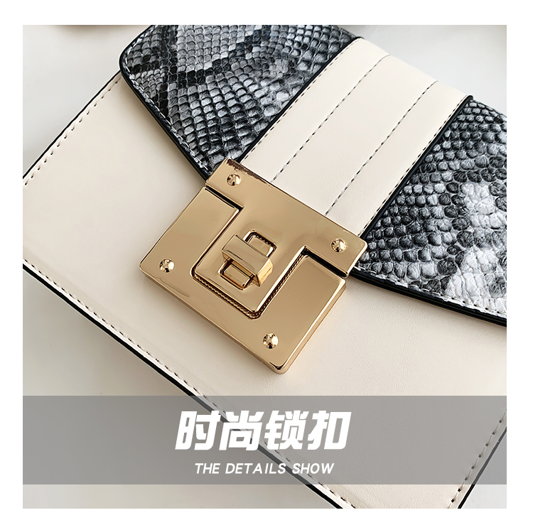 Women's Bag 2021 New Snake Pattern Veil Contrast Color Lock Chain Small Square Bag Fashion Leisure Phone Bag Small Bag