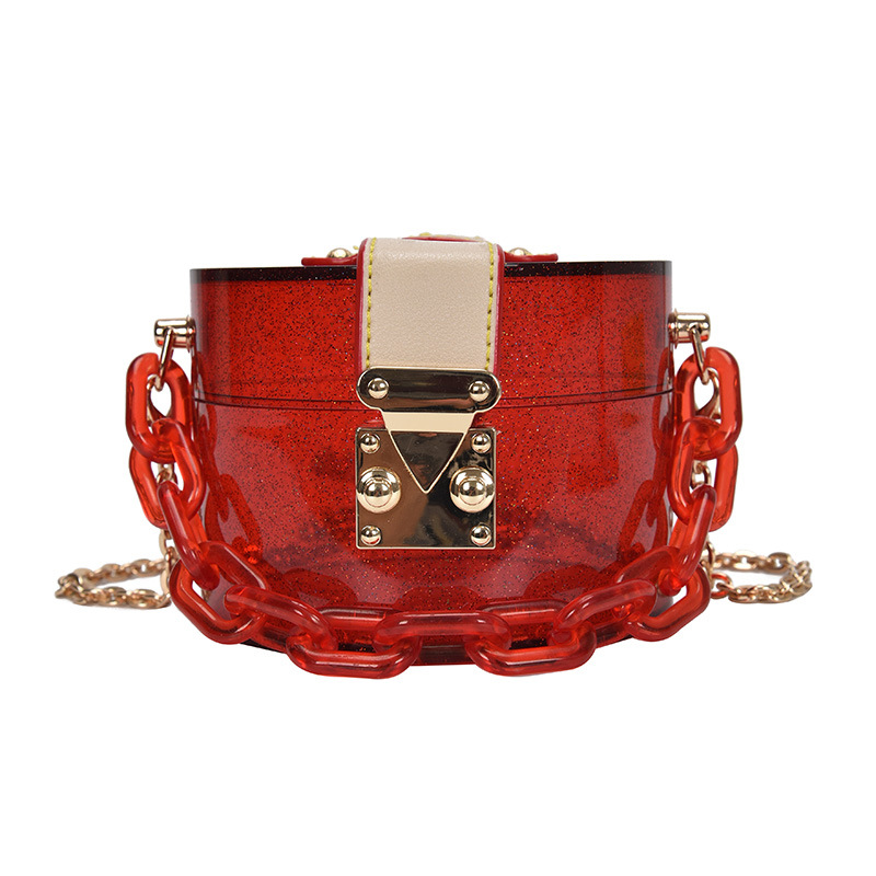 Foreign Trade Popular Style Fashion Twist Lock Acrylic Plastic Box Bag One-Piece Delivery Wholesale Customized Dinner Bag Jewelry Box