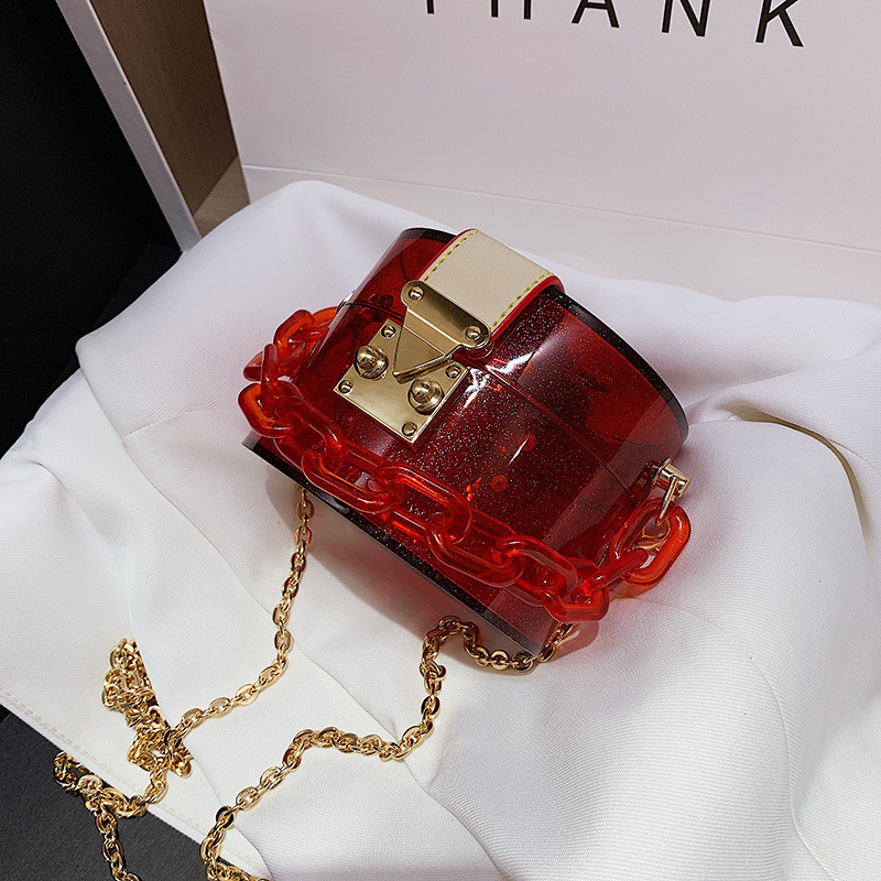Foreign Trade Popular Style Fashion Twist Lock Acrylic Plastic Box Bag One-Piece Delivery Wholesale Customized Dinner Bag Jewelry Box
