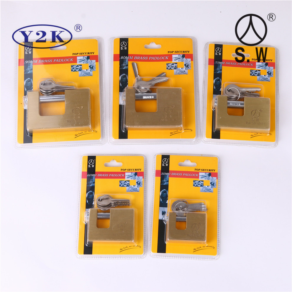 Copper Rectangular Lateral Opening Padlock Single-Open Anti-Theft Imitation Scissors Anti-Skid Copper Padlock Household Outdoor Door Construction Site Anti-Rust Lock