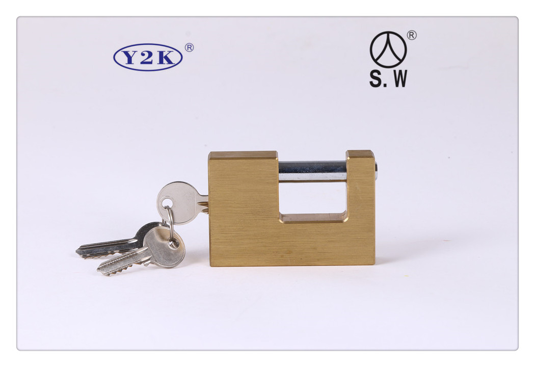 Copper Rectangular Lateral Opening Padlock Single-Open Anti-Theft Imitation Scissors Anti-Skid Copper Padlock Household Outdoor Door Construction Site Anti-Rust Lock