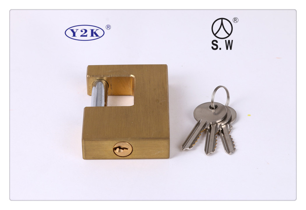 Copper Rectangular Lateral Opening Padlock Single-Open Anti-Theft Imitation Scissors Anti-Skid Copper Padlock Household Outdoor Door Construction Site Anti-Rust Lock