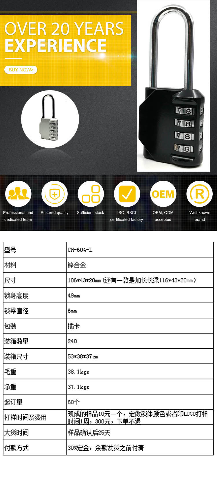 Password Lock Padlock 4-Digit Padlock with Password Required Mechanical Gate Lock Password Lock Anti-Theft Door Luggage Lock