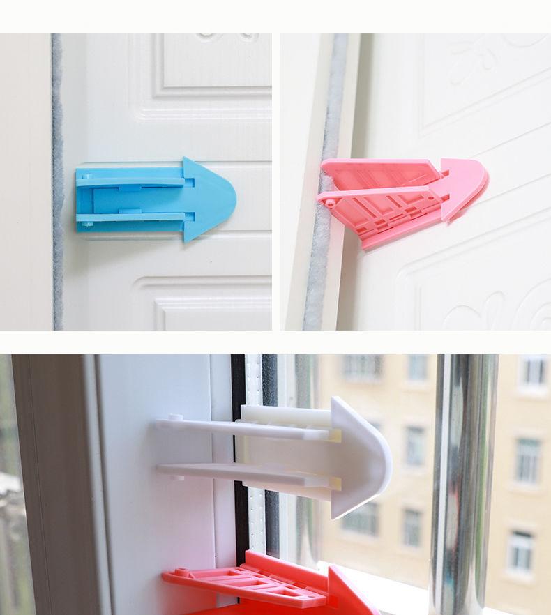 Bathroom Sliding Door Shackle Glass Wardrobe Sliding Door Holder Buckle Sliding Door Lock Anti-Open Window Children's Safety