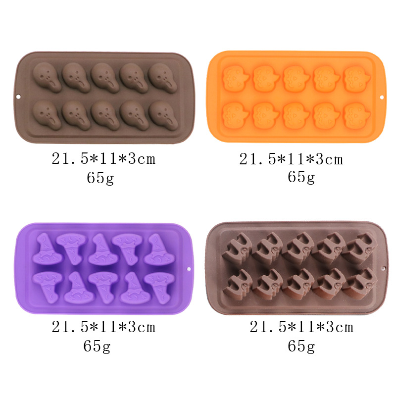 Halloween Mold DIY Epoxy Worker Pumpkin Biscuit Cake Mold Candy Fondant Cookie Skull Head Chocolate Mold