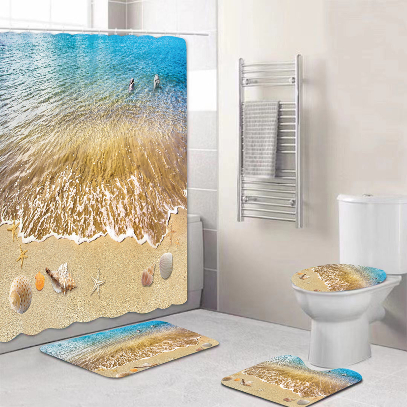 Toilet Floor Mat Bathroom Non-Slip Mat New Carpet Four-Piece Set Printing Shower Curtain 2021 Absorbent Floor Mat Christmas Toilet Floor Mat Bathroom Non-Slip Mat New Carpet Four-Piece Set Printing Shower Curtain 2021 Absorbent Floor Mat Christmas