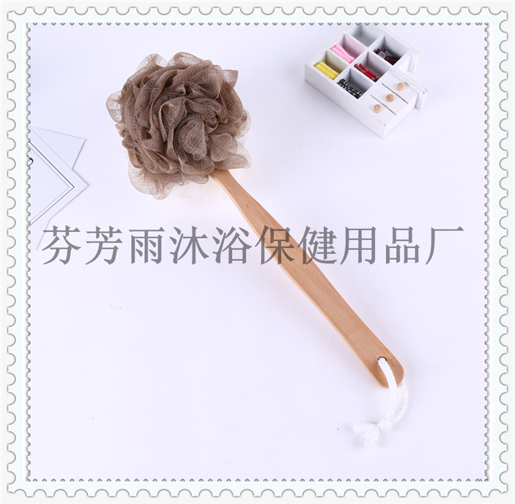 Clean Beauty Back Bath Sponge Wooden Handle Bath Brush Back Scrubbing Brush Multi-Color Bath Bubble Bath Towel
