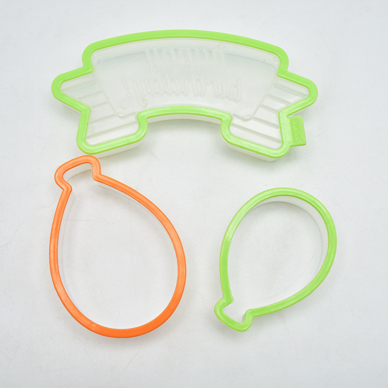 DIY Cake Baking Mold Happy Birthday Balloon Plastic Biscuit Mold Clay Fondant Cake Decoration Cutter