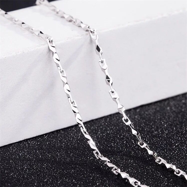 Pure Silver 999 Ingot Arrow Heart Melon Seeds Chain Sterling Silver Starry Knife Necklace Korean Style Thick Type Three-Gear Adjustable