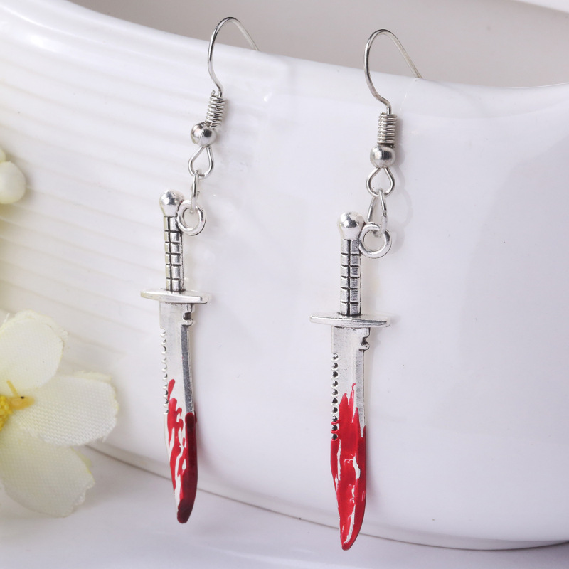 Blood Horror Halloween Earrings Scissors Axe Sharp Knife Personality Party Jewelry Earrings