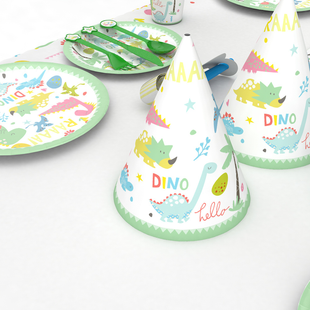 Cartoon Dinosaur Party Supplies Party Disposable Tableware Paper Tray Knife, Fork and Spoon Suit Children&#039;s Party Toys
