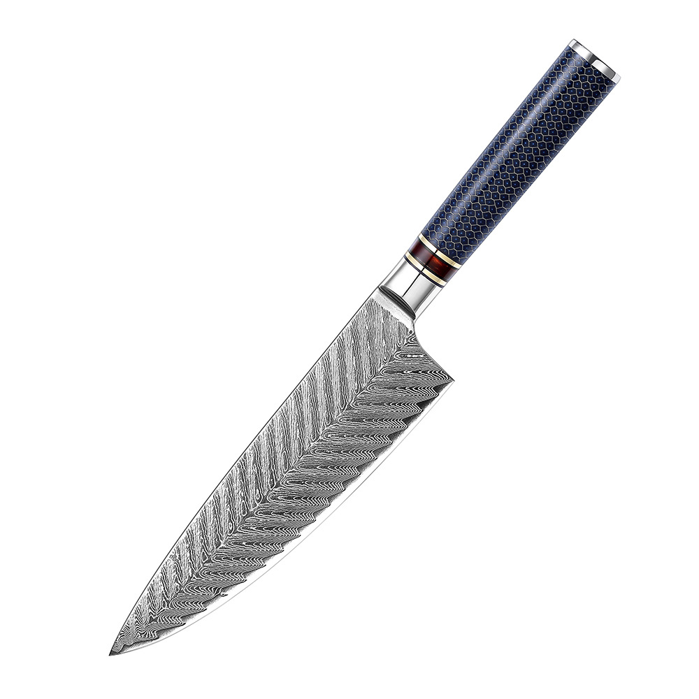 Chef Knife Damascus Vg10 Sharp Cleaver Peeling Blue Resin Honeycomb Home Kitchen Small Kitchen Knife
