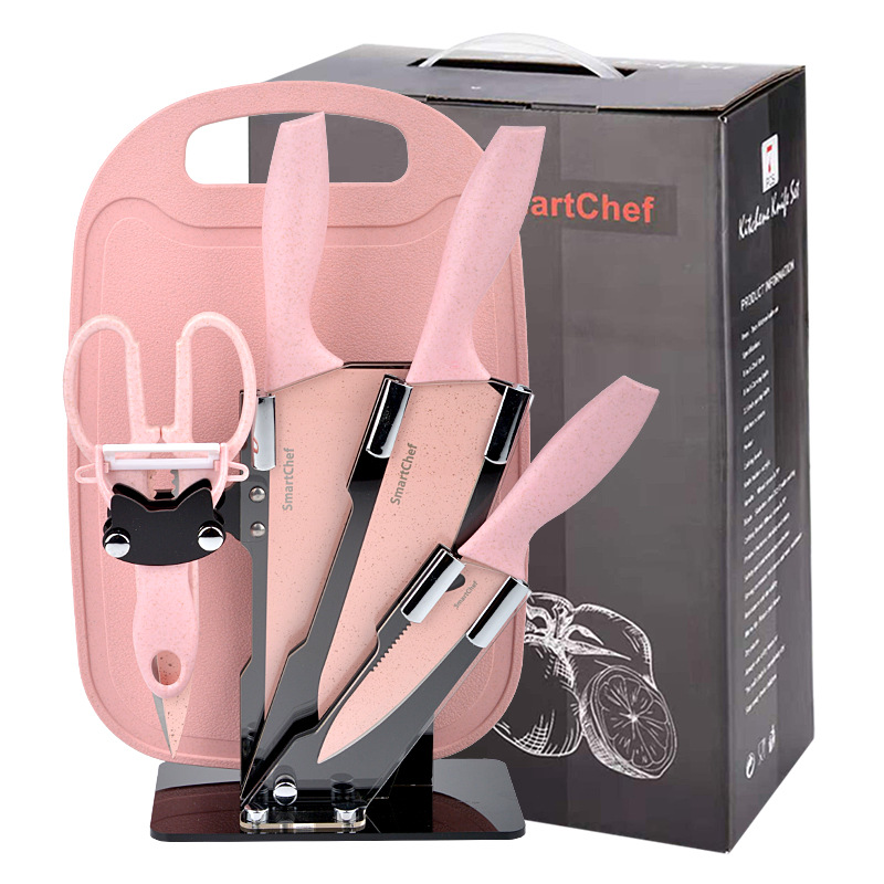 Baby Food Supplement Wheat Straw Knife Set 7-Piece Knives Stainless Steel Knife Set Kitchen Knife Gift Knife Set