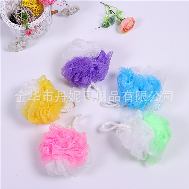 Factory Direct Sales Hot Sale Mid-Range Bath Flower Environmental Protection PE Colorful Bath Ball High Quality Cotton Rope BATH ESSENTIAL