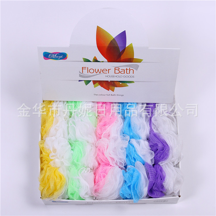 Factory Direct Sales Hot Sale Mid-Range Bath Flower Environmental Protection PE Colorful Bath Ball High Quality Cotton Rope BATH ESSENTIAL