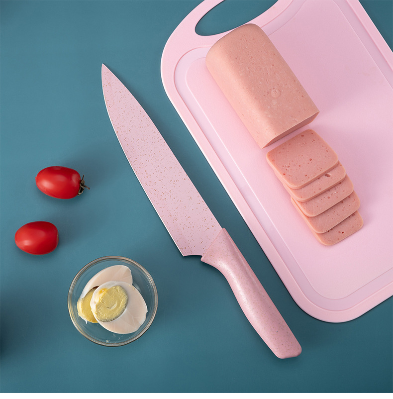 Kitchen Knife Color Six-Piece Gift Knife Set New Wheat Straw Household Kitchen Stainless Steel Kitchen Knife