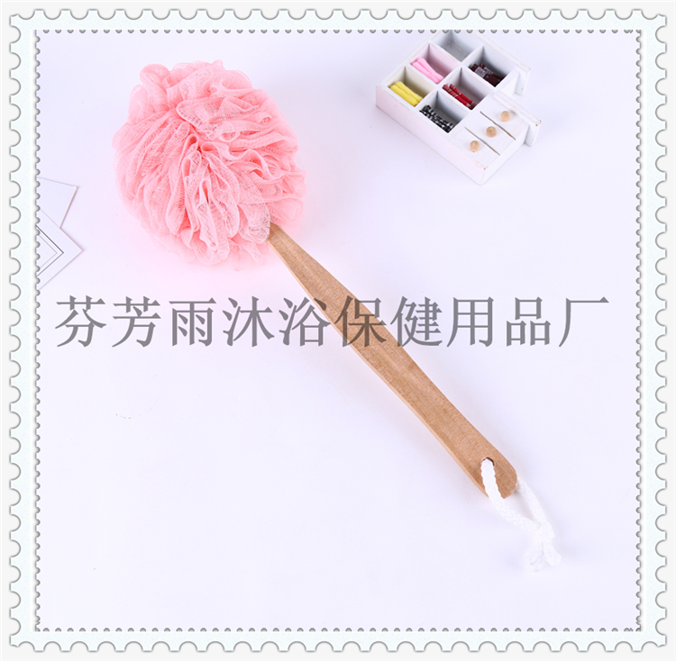 Wooden handle with rope design bath ball bath flower thickening portable adult Bath products