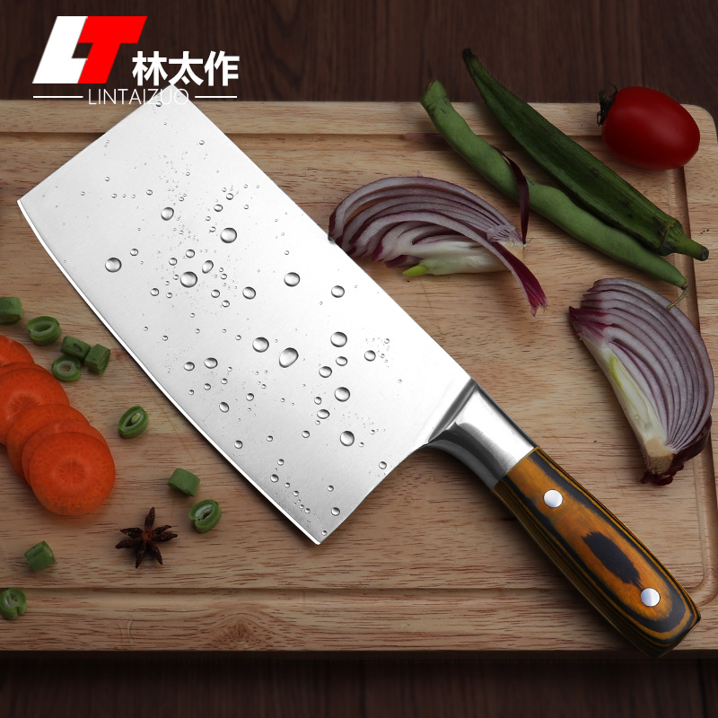 Steel Kitchen Knife MultiFunctional Meat Cutting Slicing Knife HandPolished Steel Head Color Wood Handle Kitchen Knife