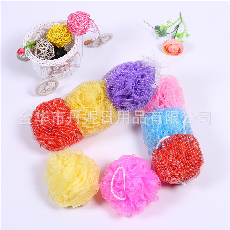 Bath flower sells high - quality 3pc mesh bag bath ball high - quality massage and environmental protection PE