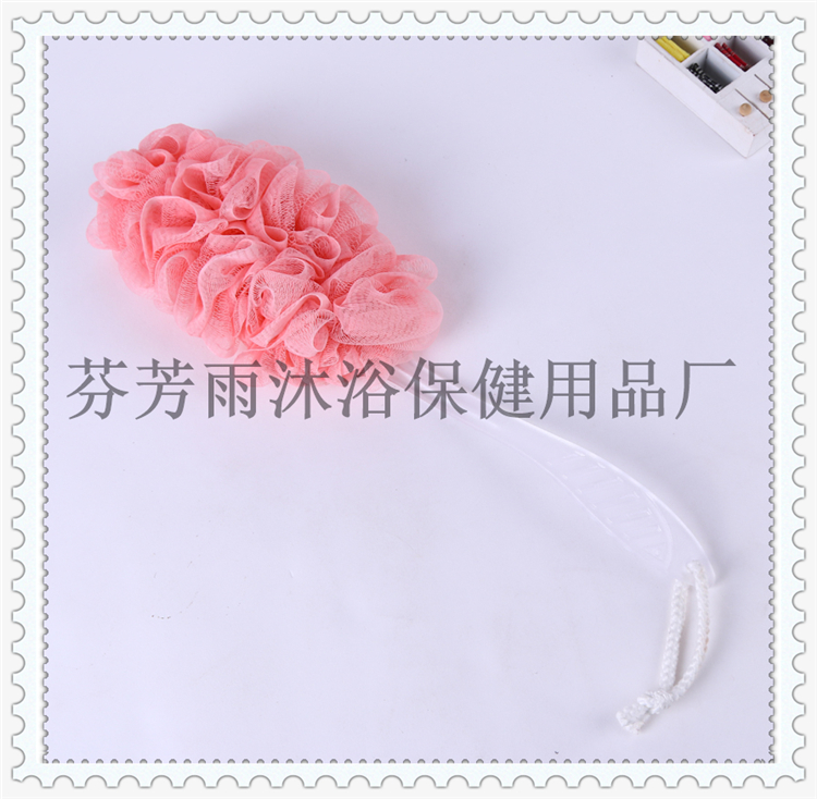 Long handle large soft clean bath ball flower bath rub back bath rub thickened plastic handle design