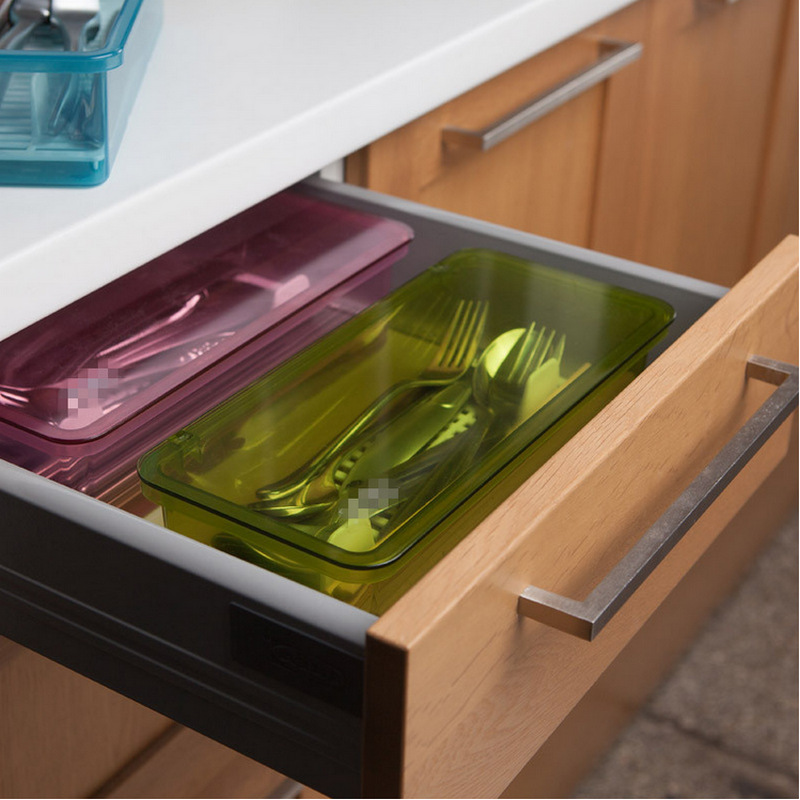 Transparent chopsticks box Kitchen knife and fork storage box plastic asphalt refrigerator box rectangular dustproof box