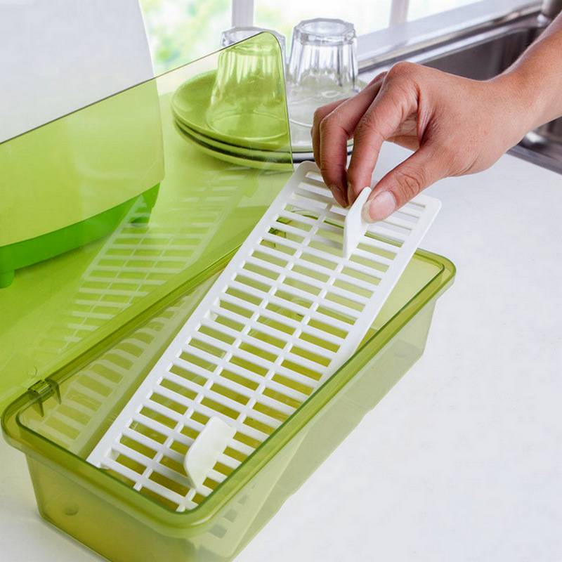 Transparent chopsticks box Kitchen knife and fork storage box plastic asphalt refrigerator box rectangular dustproof box