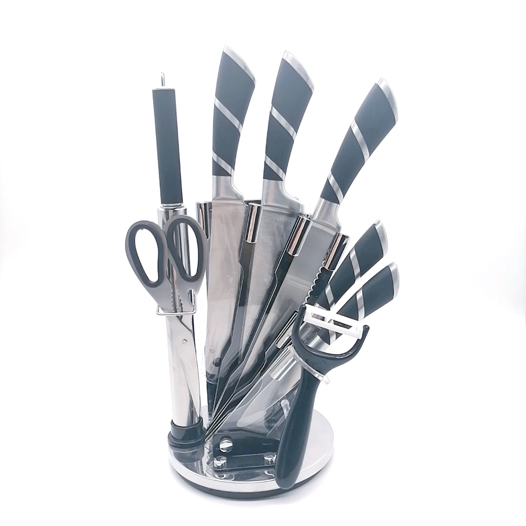 Color Box Package Stainless Steel 9-Piece Kitchen Knife Set Acrylic Knife Holder Gift Knife Set Chef Knife Kitchen Knife Color Box Package Stainless Steel 9-Piece Kitchen Knife Set Acrylic Knife Holder Gift Knife Set Chef Knife Kitchen Knife