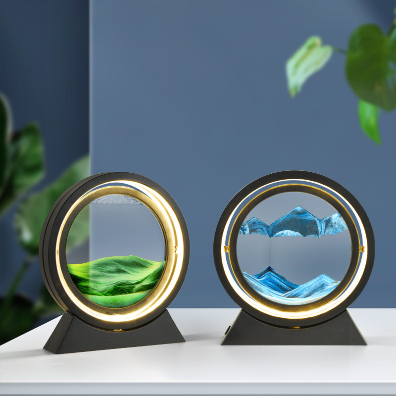 Creative Quicksand Painting Hourglass Decoration Lamp Office Living Room Decorations Moving into the New House Wedding Gift New Year Practical