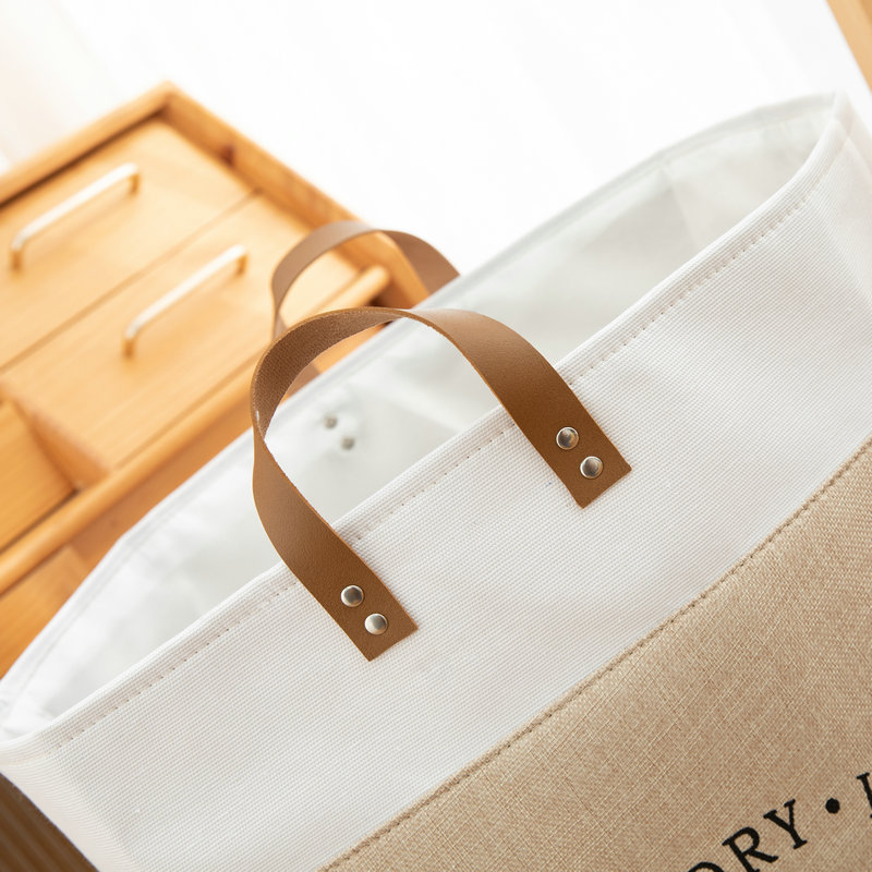 Pu Handle Laundry Bag Thickened Storage Box Toy Sundries Frame Large Cotton and Linen Dirty Laundry Laundry Baskets Cross-Border
