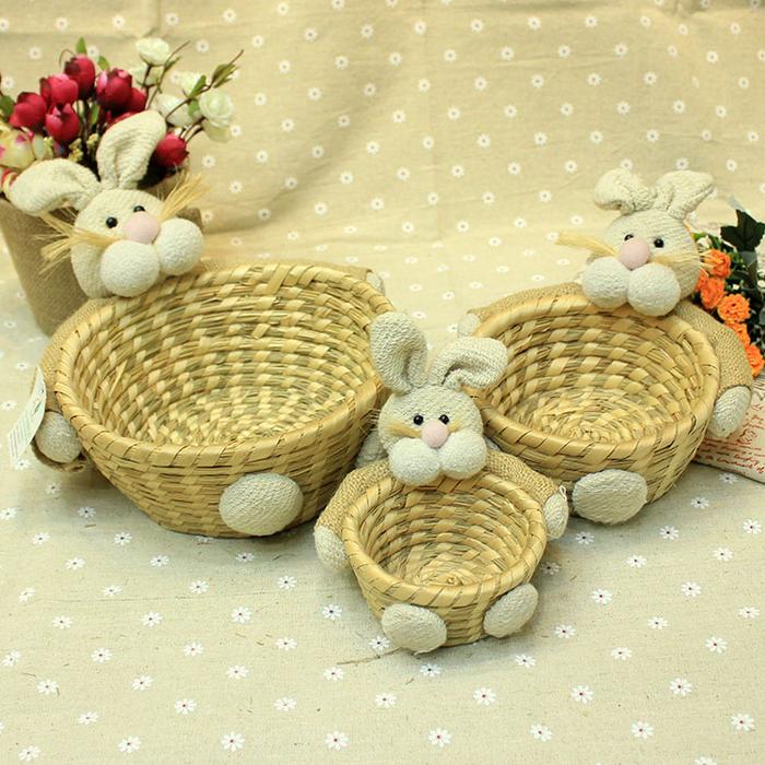 Delicate and lovely Easter Bunny baskets handwoven basket holds Easter egg decoration storage Delicate and lovely Easter Bunny baskets handwoven basket holds Easter egg decoration storage