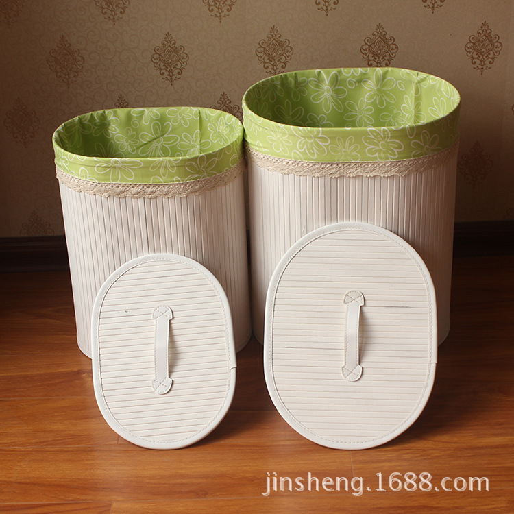 Factory Direct Sales Bamboo Hand-Folded Storage Bucket Laundry Baskets Laundry Basket Dirty Clothes Basket Storage Box Storage Box Cotton Cloth