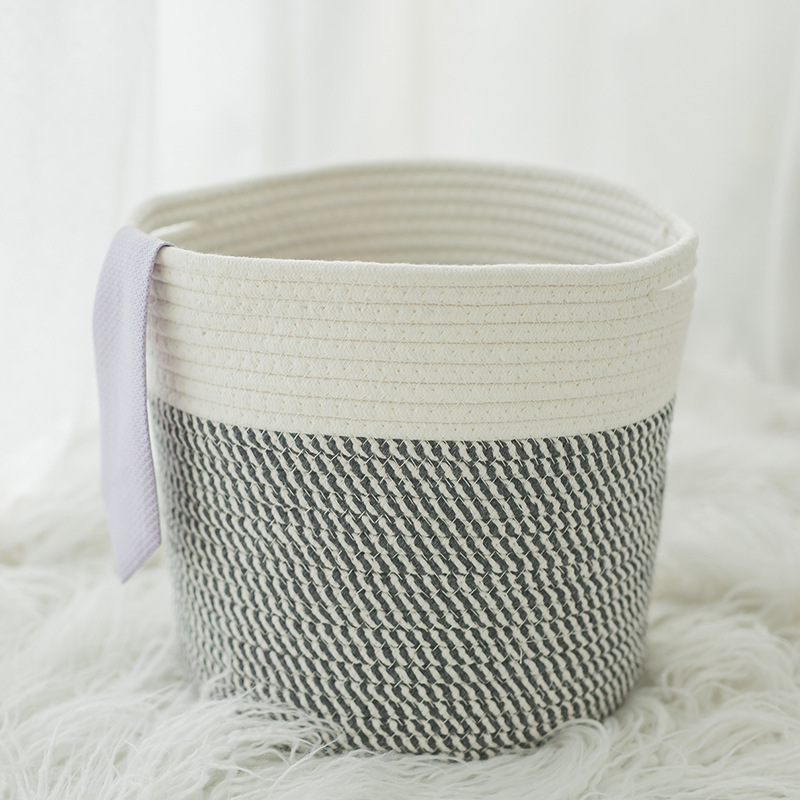 Cotton Rope Storage Basket Dirty Clothes Basket Household Laundry Basket Laundry Baskets Large Capacity Cotton Thread Knitted Basket Storage Bucket Flower Pot Coats